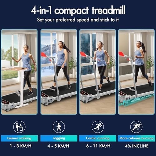 Foldable 4-in-1 Walking Pad Treadmill 3HP Under Desk 11KM/H Incline LED