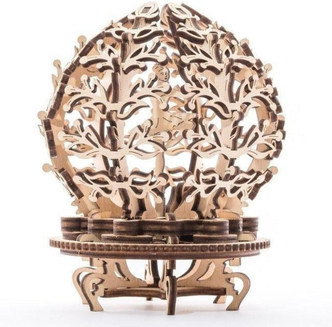 3D Wooden Mechanical Flower Puzzle with Moving Ballerina & Display Stand