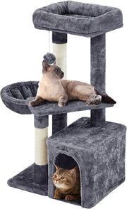 Compact Cat Tree Tower 84cm Multi Level Condo Scratcher Play House