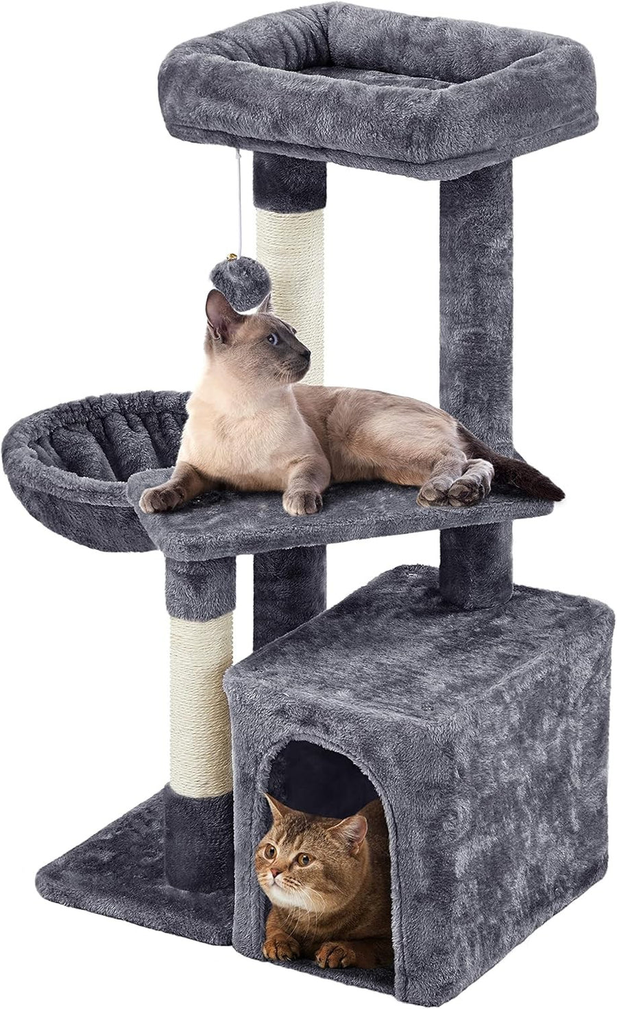 Compact Cat Tree Tower 84cm Multi Level Condo Scratcher Play House