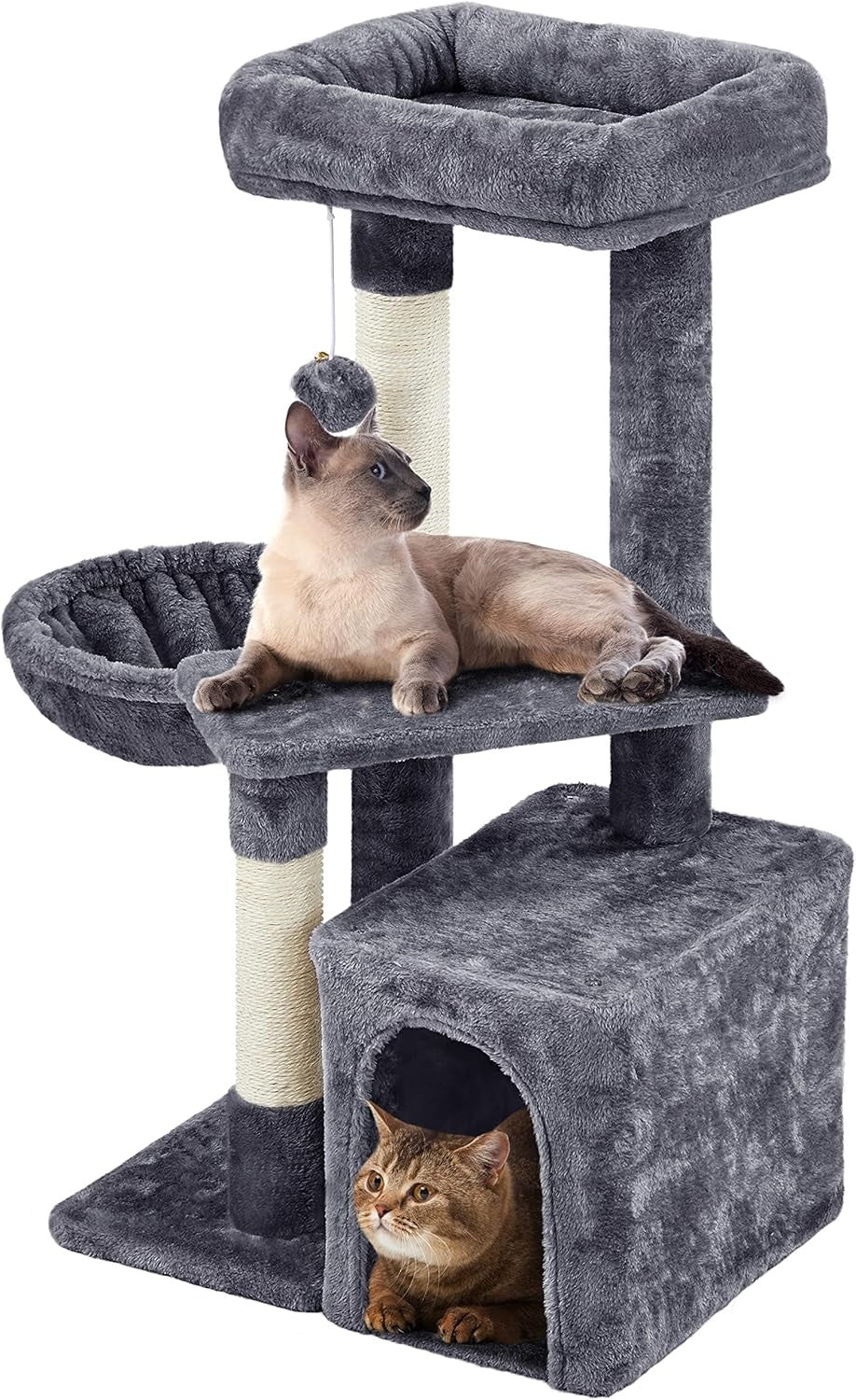 Compact Cat Tree Tower 84cm Multi Level Condo Scratcher Play House