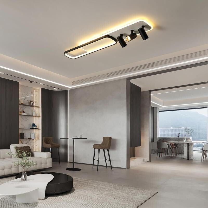Modern LED Ceiling Light 3-Way Track Spotlight Dimmable 55W Black Fixture
