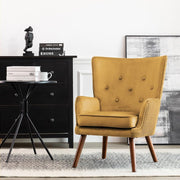 Velvet Accent Chair Armchair Wingback Comfy Seat Reading Lounge Yellow