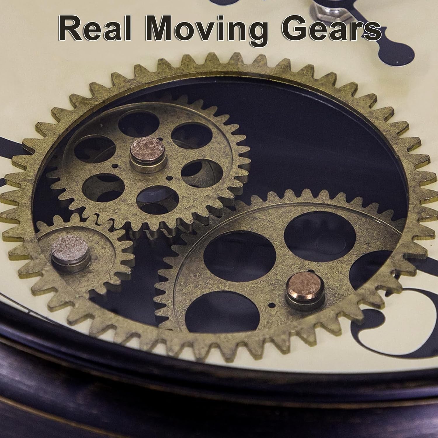 15" Retro Industrial Wall Clock Moving Gears Vintage Steampunk Silent Metal Art