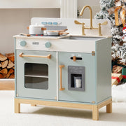 Montessori Wooden Kids Play Kitchen w/ Lights Sounds Ice Blue