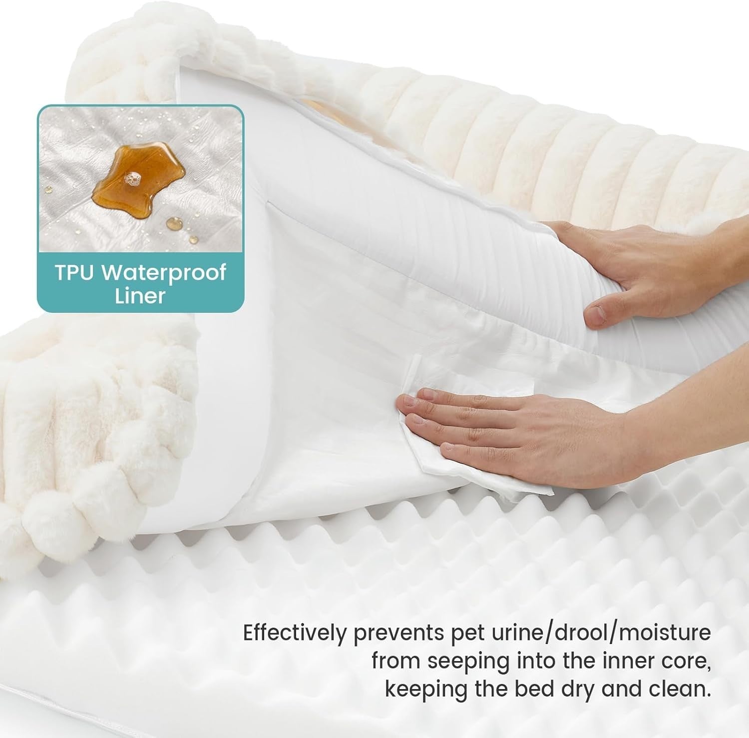 Orthopedic Dog Sofa Bed 76x50cm Washable Waterproof Cream