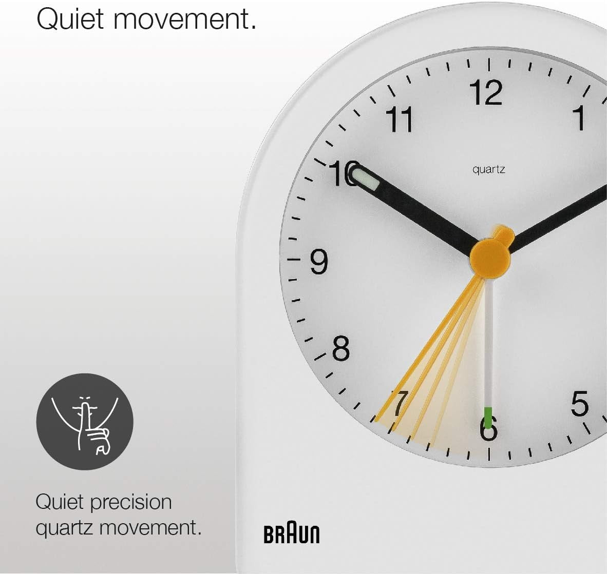Analogue Alarm Clock Snooze Quiet Quartz Backlight Bedside White