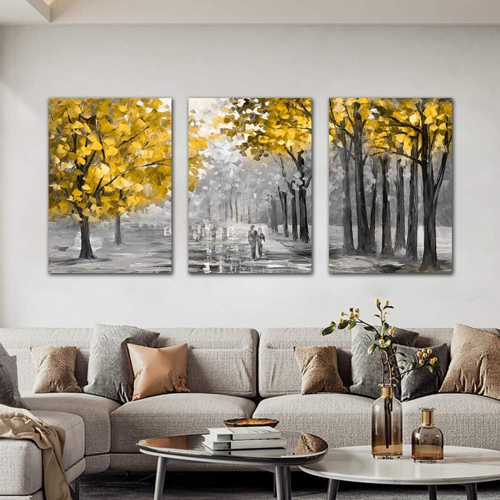 Autumn Tree Canvas Wall Art 3 Panel Framed 40x60cm