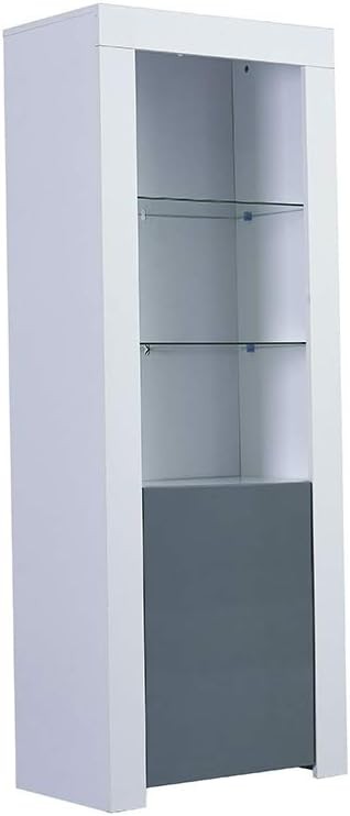 White LED Sideboard Cupboard Unit with Glass Shelves Modern Display Cabinet