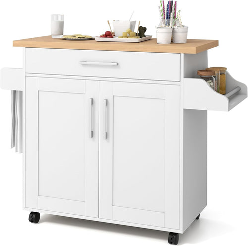 Kitchen Storage Trolley Rolling Island Cabinet Large Drawer Cupboard