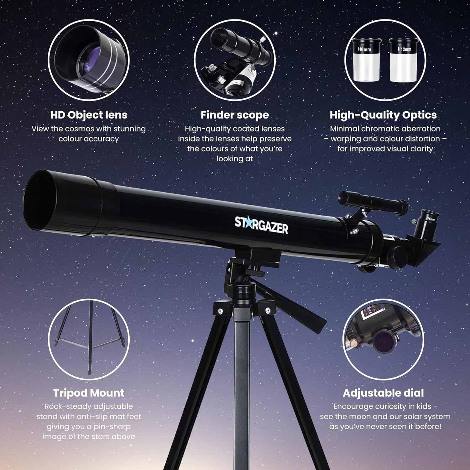 50mm Aperture 400mm Refractor Telescope for Kids & Beginners with Tripod