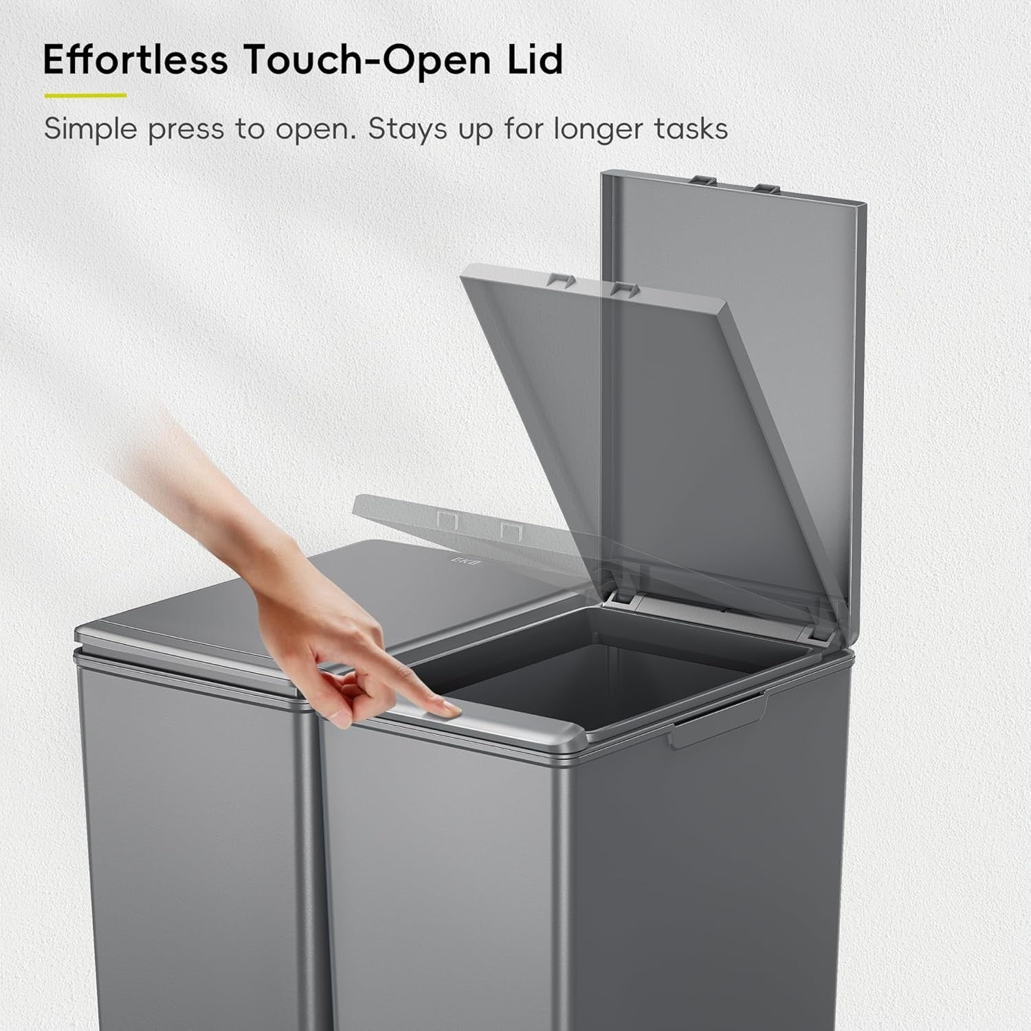 80L Double Kitchen Recycling Bin 2x40L Touch Lid Slim Grey