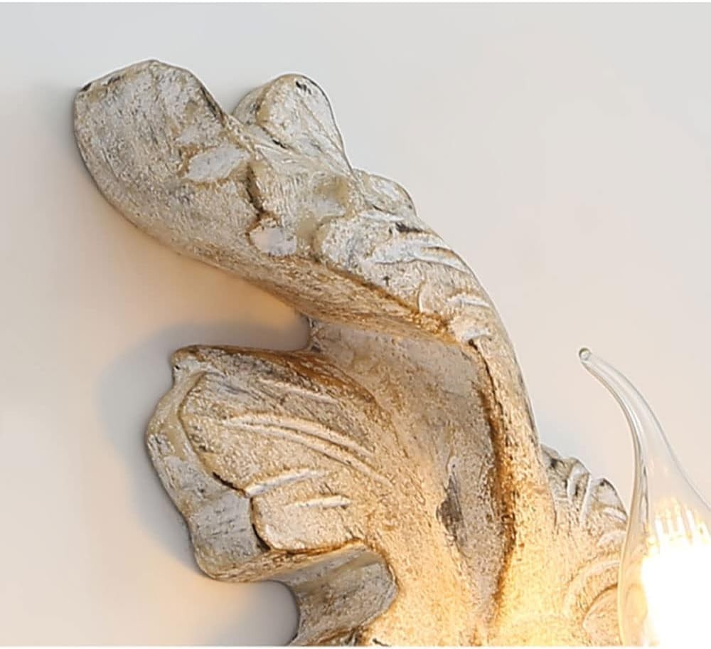French Country Vintage Wood Wall Sconce, Antique Candle Style Light