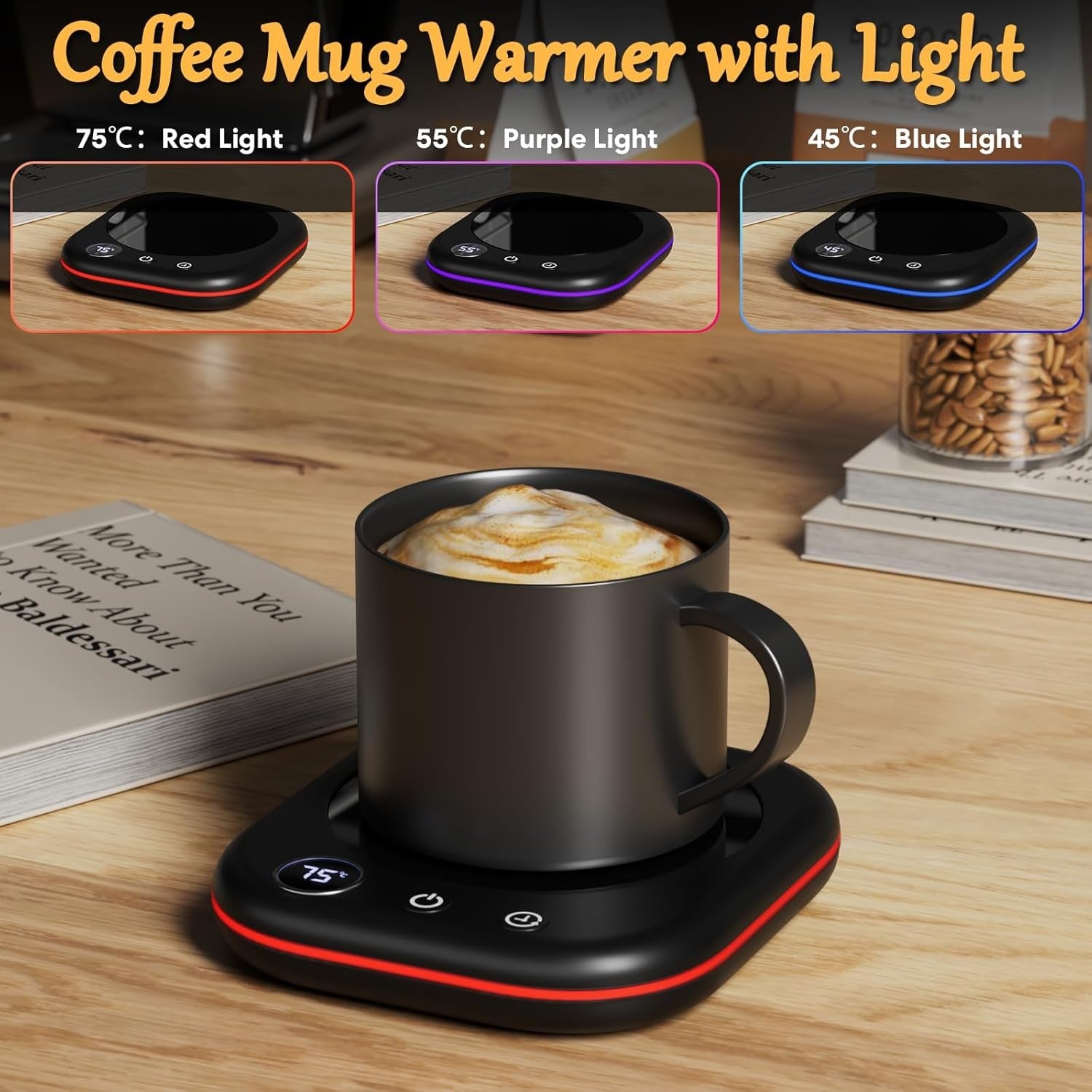 Coffee Mug Warmer 3 Temp 12H Auto Shut Off Desk Cup Heater