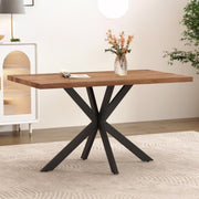 Rustic Industrial Dining Table Wood Top Black Metal Legs 120cm Modern