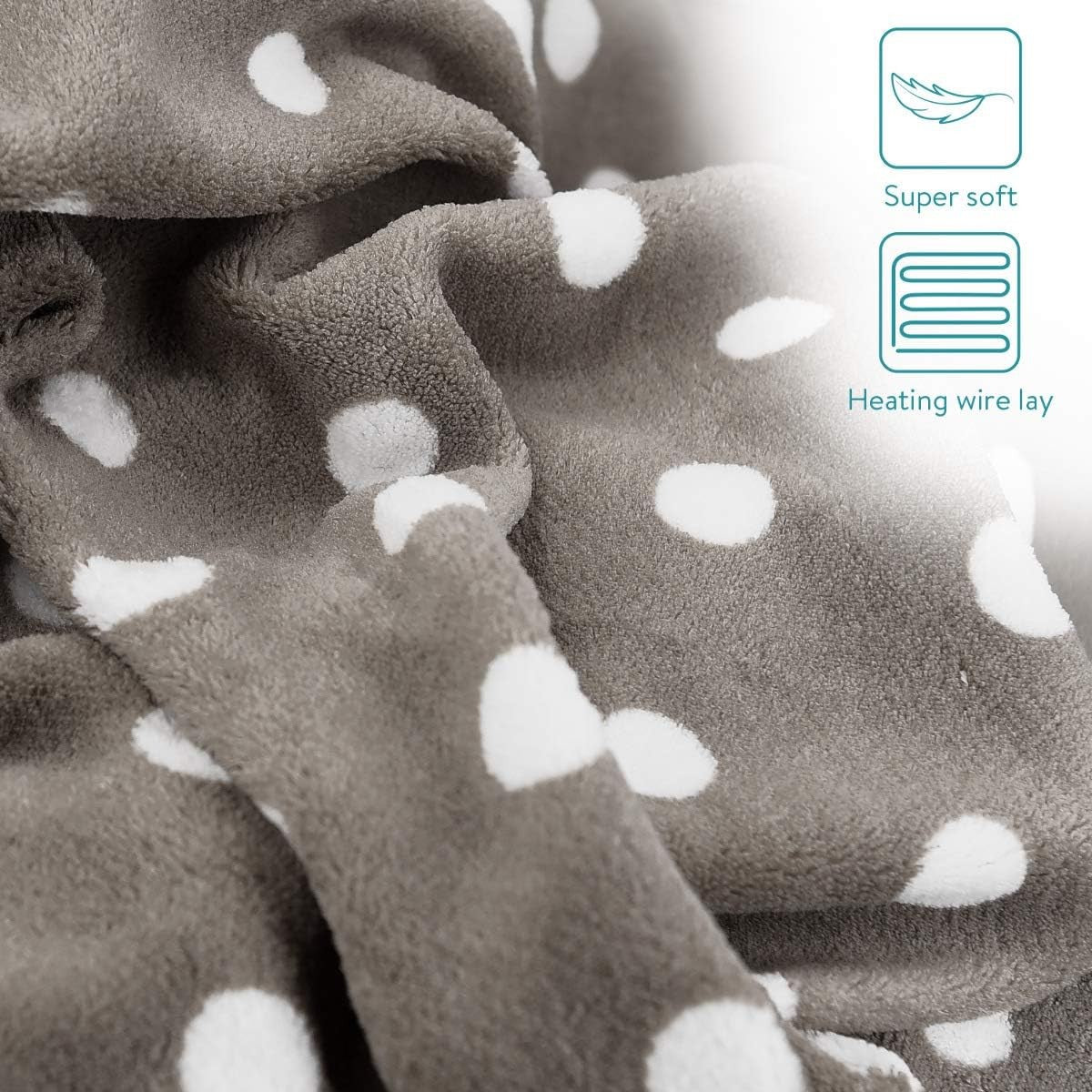 Electric Heated Throw Blanket 3 Heat Settings Auto Off Washable 180x130cm