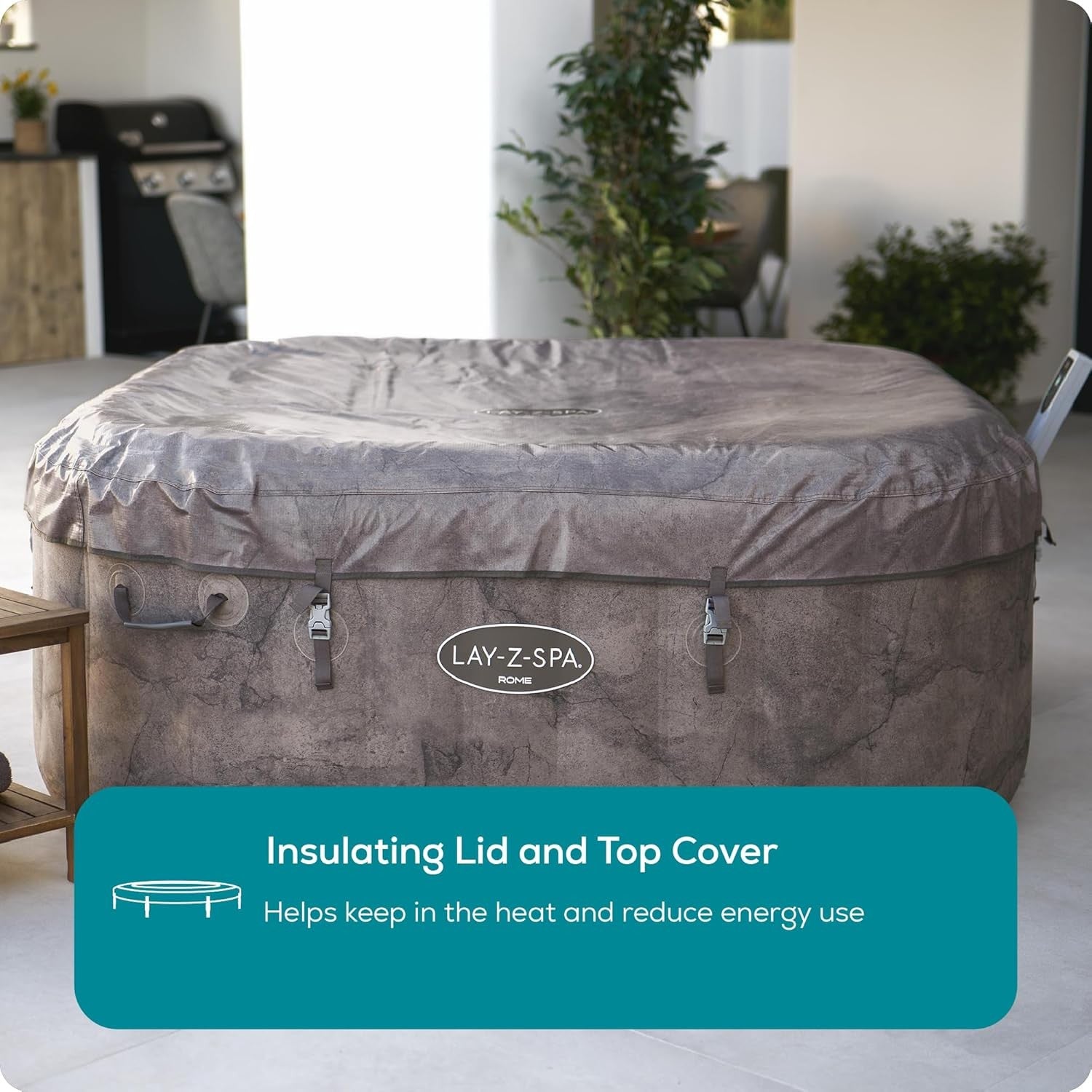 Inflatable Hot Tub Spa 180 Air Jet Smart App Control 4–6 Person Square