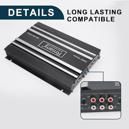 12V 4-Channel Car Amplifier 2800W Stereo Audio High-Power Black
