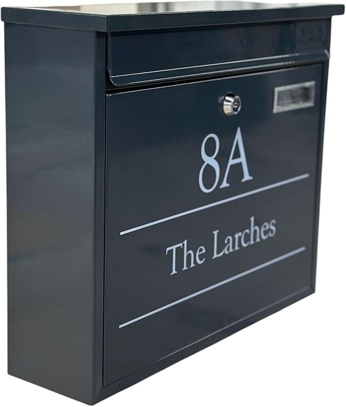 Lockable Wall Mounted Post Box Anthracite Grey – Weatherproof Steel Mailbox