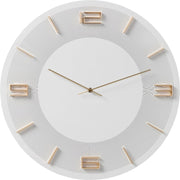 Modern Large 49cm White Wall Clock with Gold Accents Silent Analog Decor