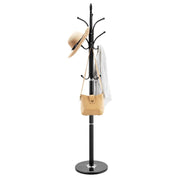 Freestanding Coat Rack with Marble Base | 6 Hook Metal Hall Tree Stand