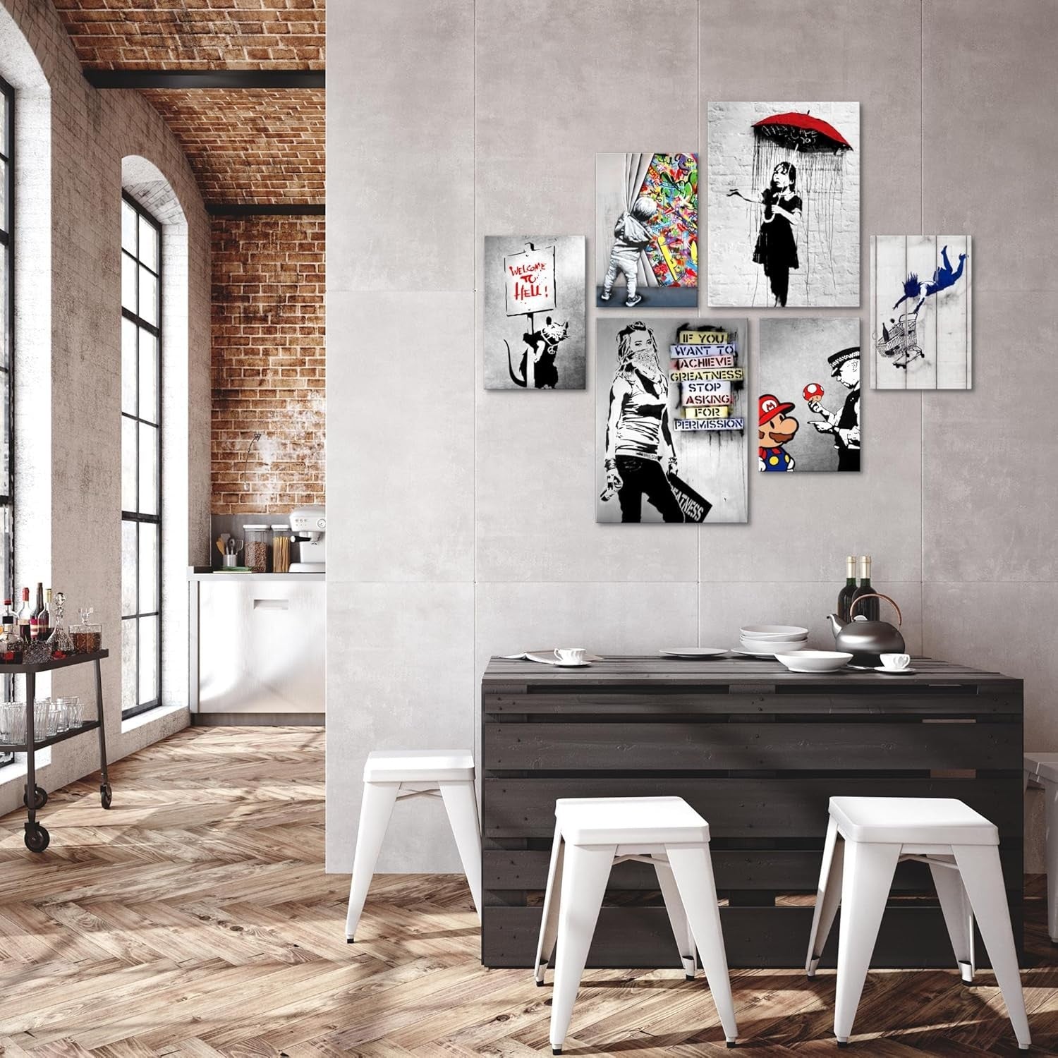 Street Art Canvas Print Set Urban Graffiti Wall Pictures Living Room Decor