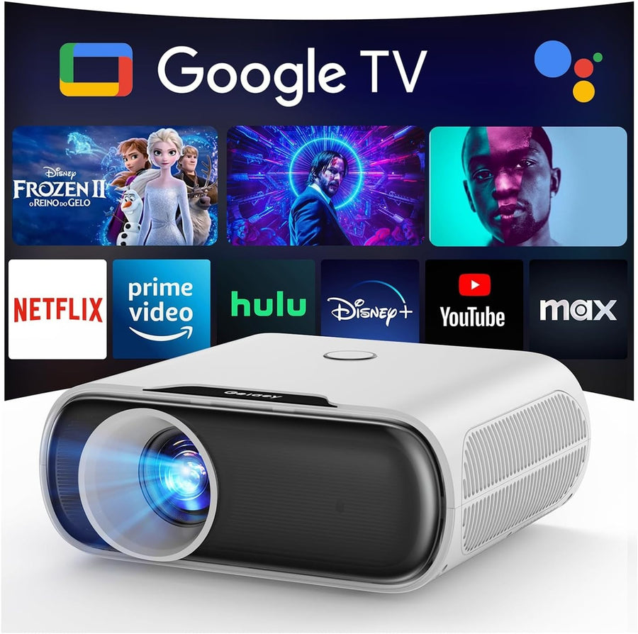 Smart 1080P Projector 1000 ANSI Google TV WiFi Bluetooth 4K