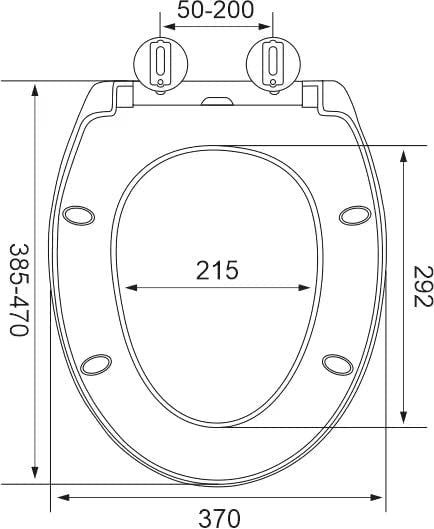 Soft Close Oval Toilet Seat White Quick Release Adjustable PP Top Fix 385-470mm