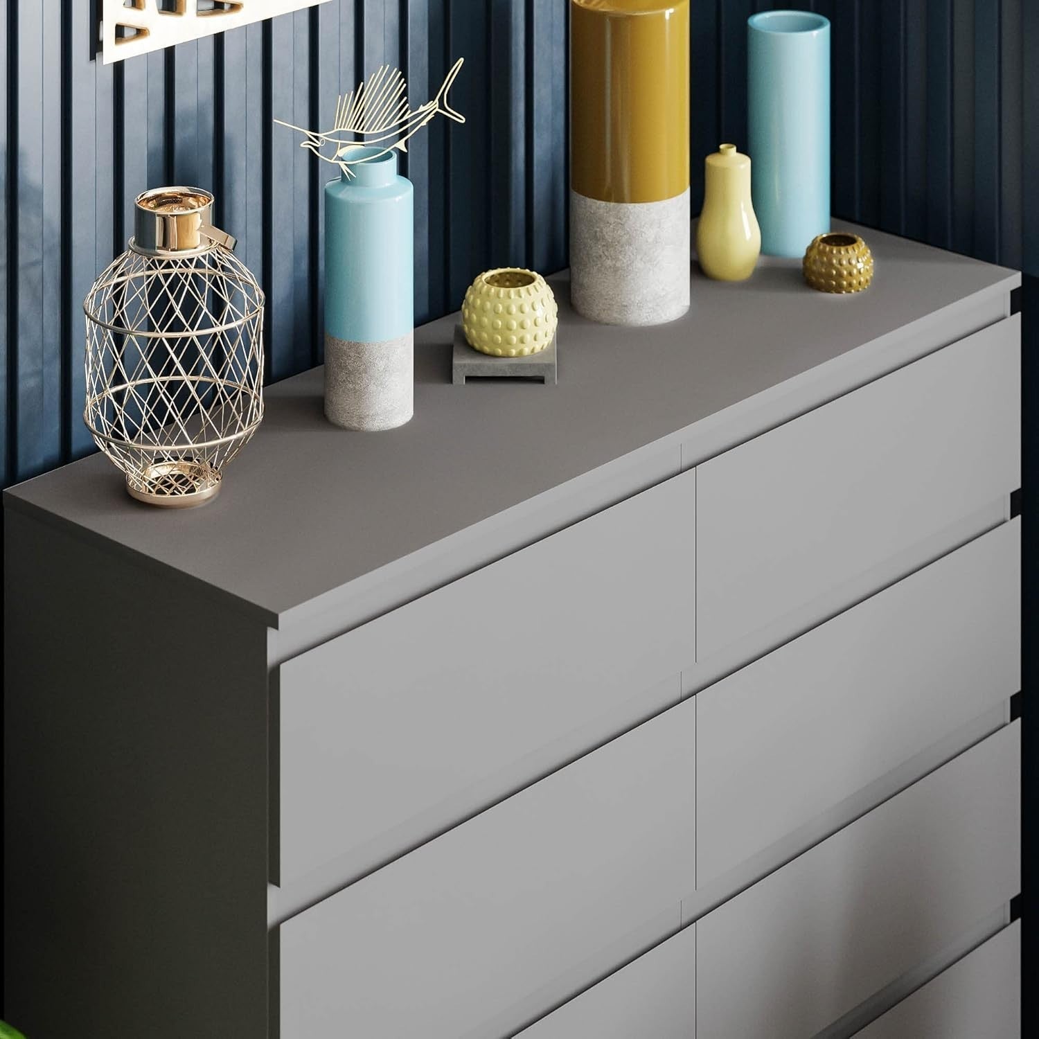 Modern 8 Drawer Chest Storage Unit Grey – Space-Saving, Durable, Wall Mount