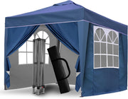 3x3M Blue Pop Up Gazebo With Removable Sides Waterproof Outdoor Tent