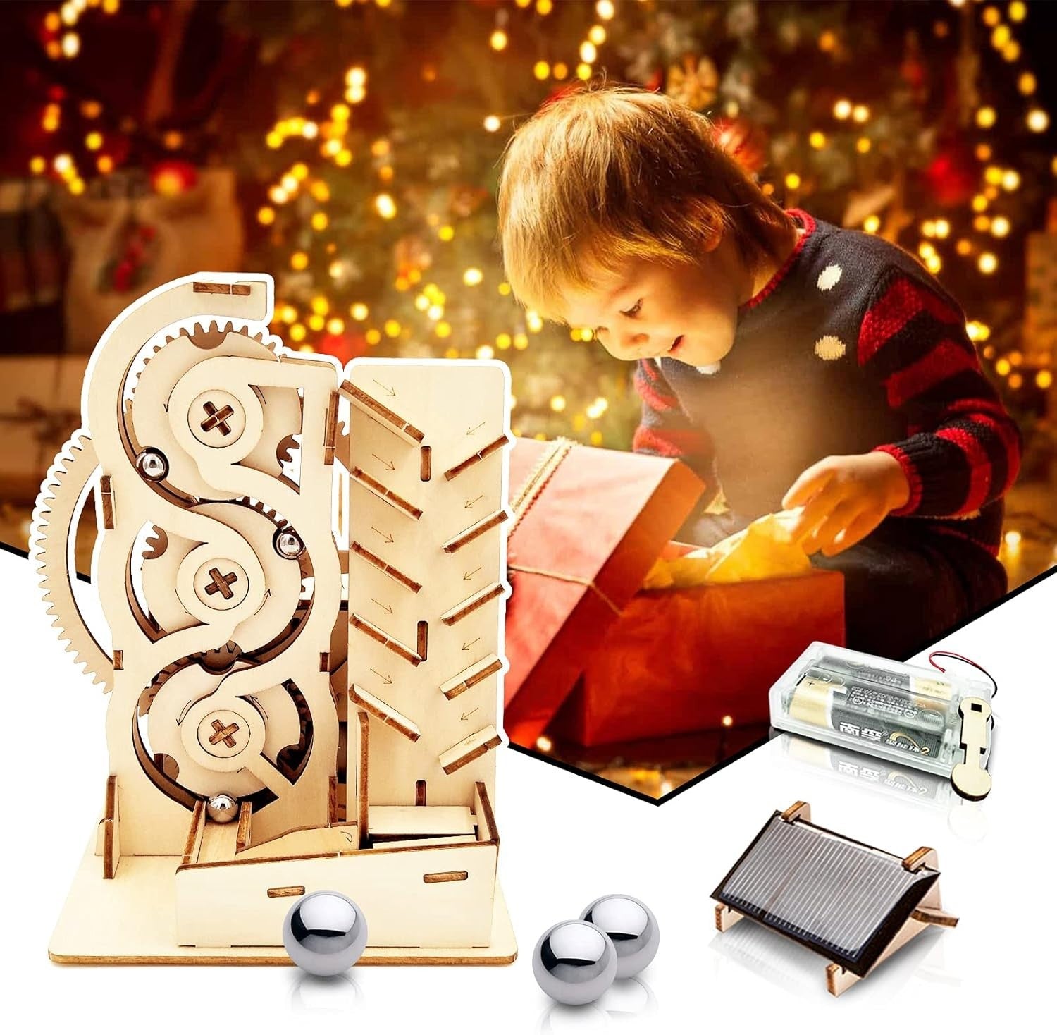 DIY Solar Marble Run Wooden Puzzle Kit – STEM Toy for Kids & Adults 14+