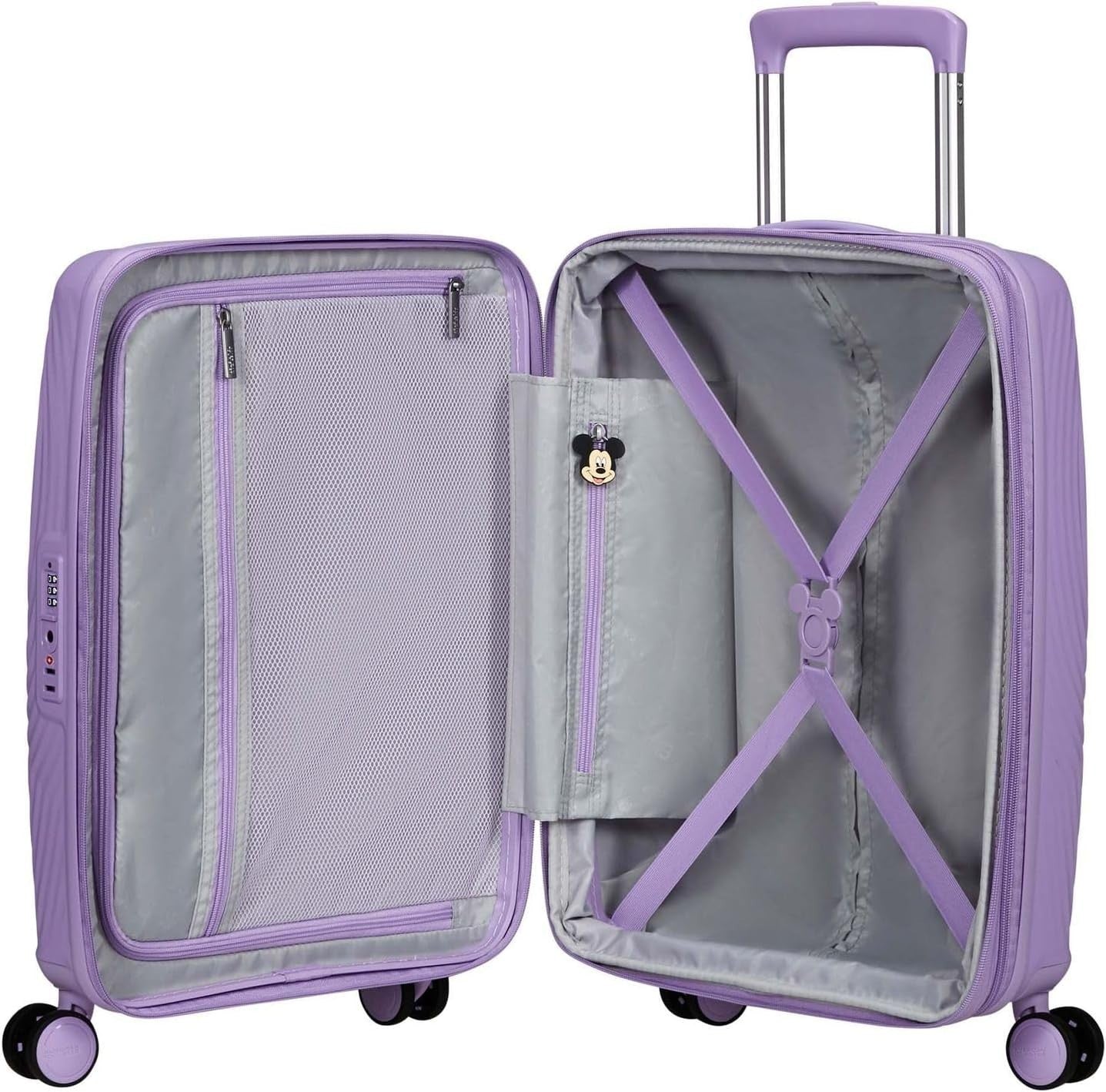 Cabin Hard Shell Suitcase Expandable 55cm TSA Lock Spinner Lilac