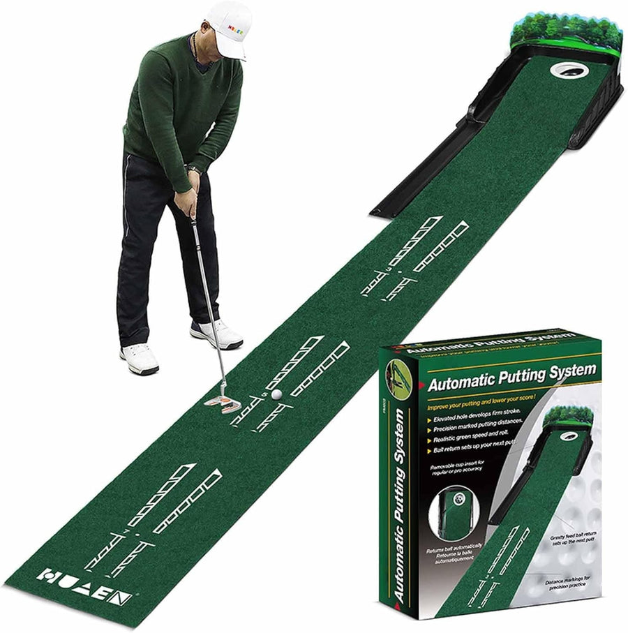 Golf Putting Mat Auto Ball Return Indoor Outdoor Practice Green Trainer