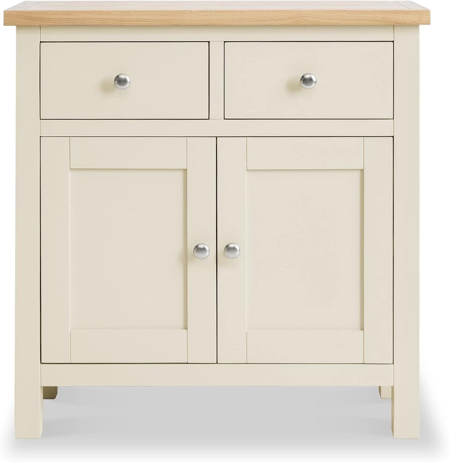 Cream Wood Sideboard Cabinet 2 Door 2 Drawer Oak Top Hall Storage Unit