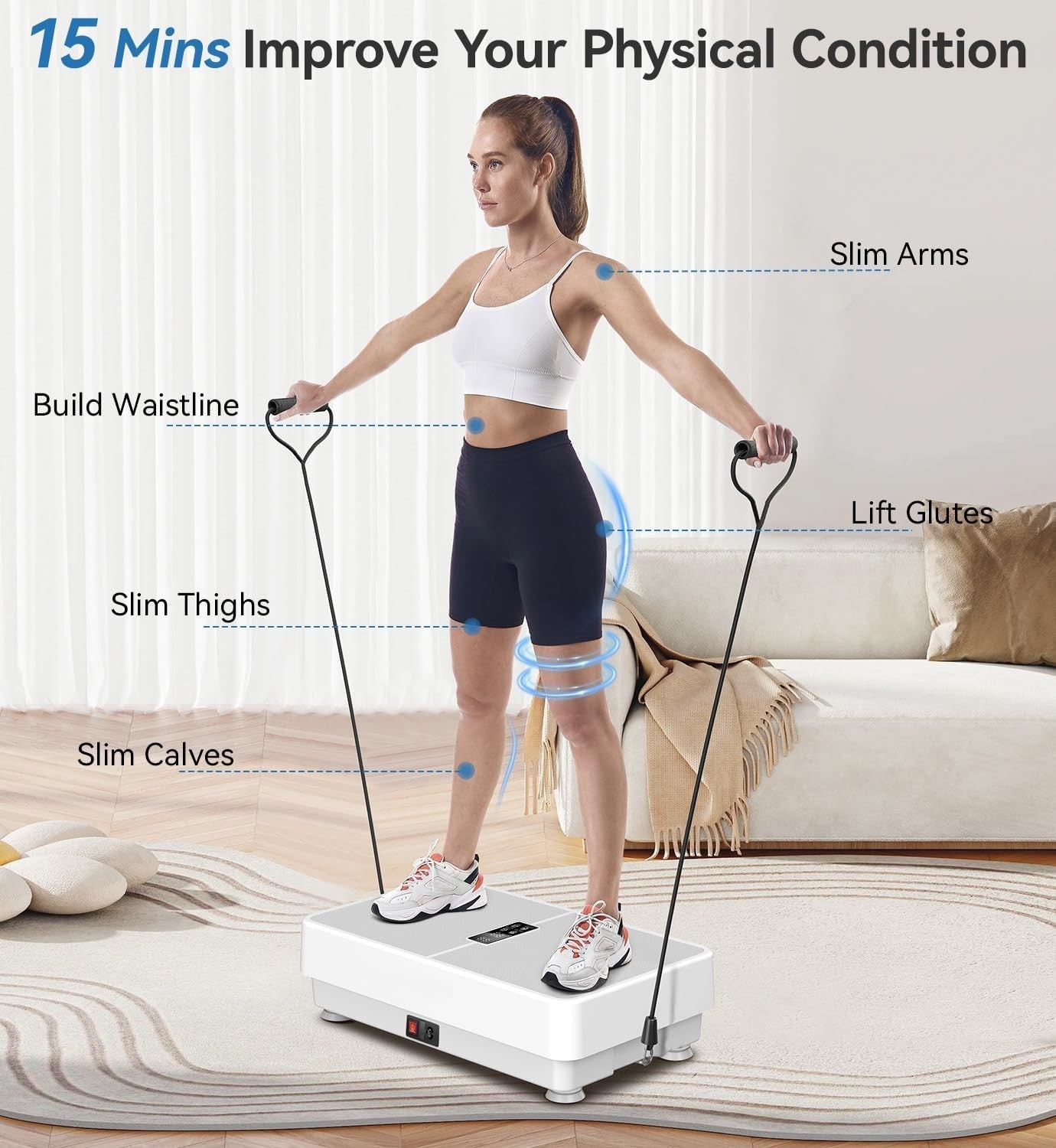 Full Body Vibration Plate Lymphatic Drainage Home Fitness White