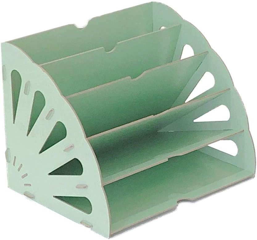 Green Wooden Desk Organizer – 5-Slot A4 File & Paper Holder