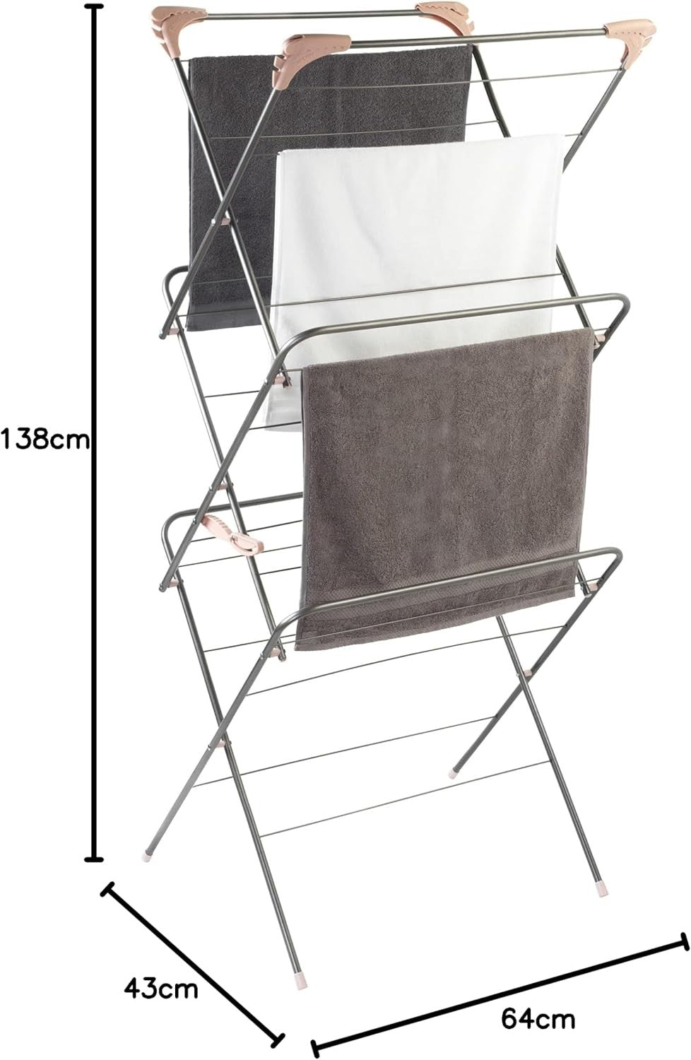 3 Tier Clothes Airer Folding Laundry Drying Rack Compact Indoor Dryer