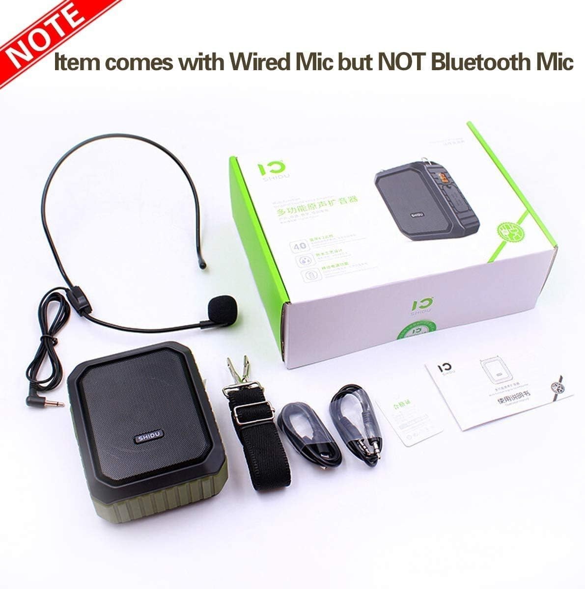 18W Voice Amplifier Wired Mic Bluetooth 12H Waterproof