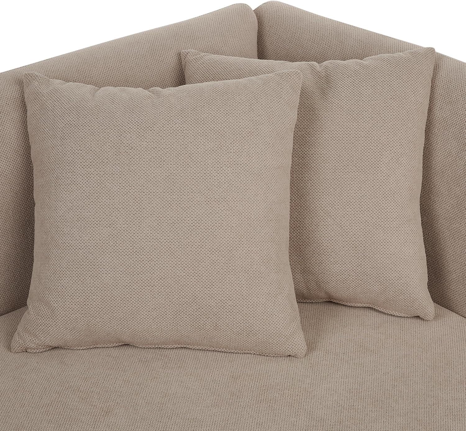 Beige Fabric Chaise Lounge Sofa | Right Hand, Cushions, Metal Legs, 77cm Deep
