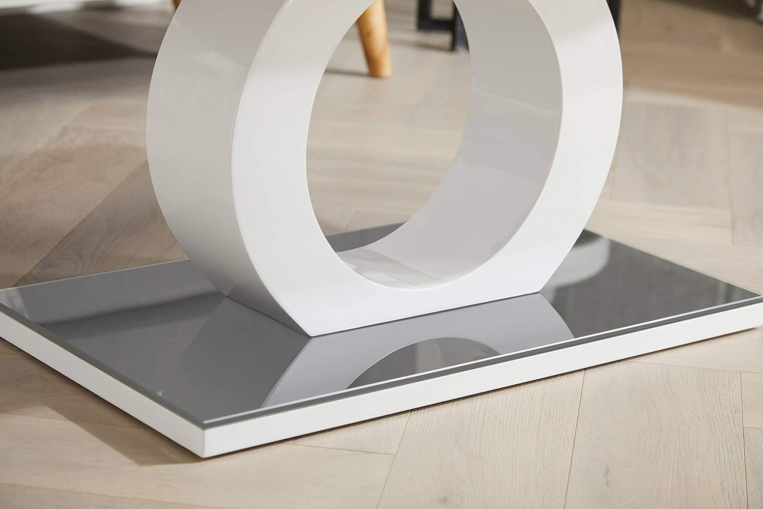 Modern Grey & White Glass Coffee Table Tempered Glass Top 120x60x45cm