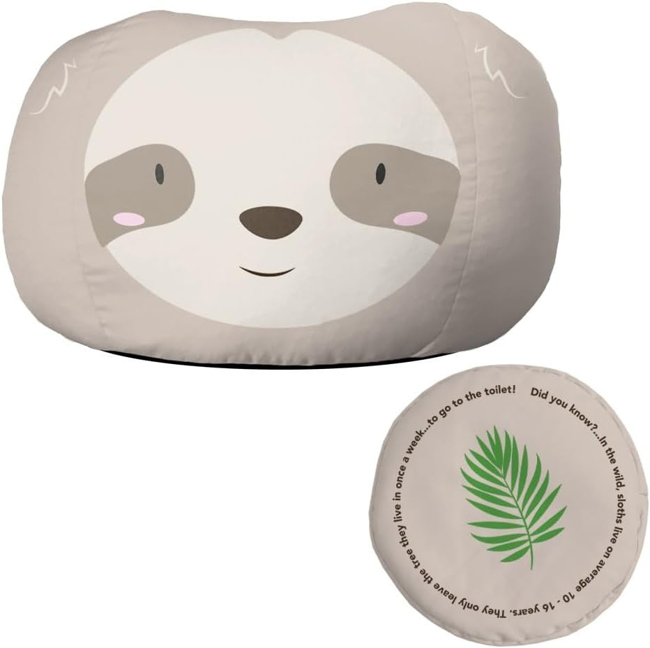 Kids Animal Bean Bag Chair with Footstool | Sloth | Washable & Safe