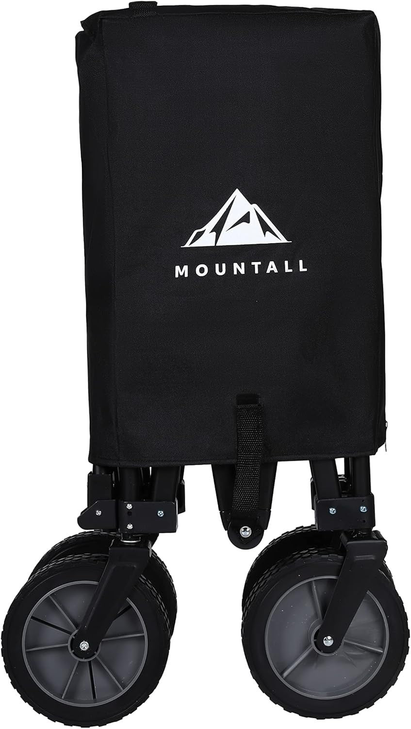 Black Folding Festival Wagon 85kg Collapsible Camping Trolley with Cargo Net