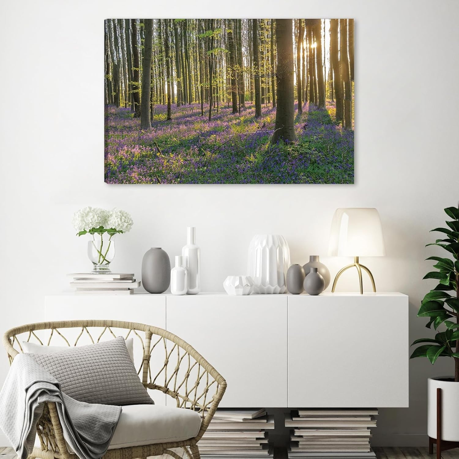 Forest Canvas Wall Art Sunrise Woodland Landscape Framed Nature Decor 40x30cm