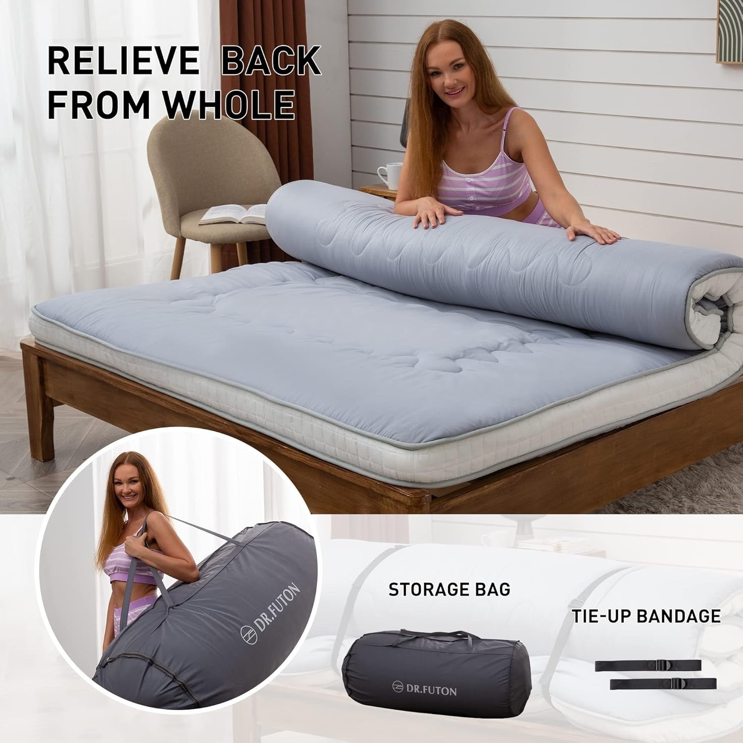 Extra Thick Floor Futon Mattress Double Foldable Guest Bed Travel Pad