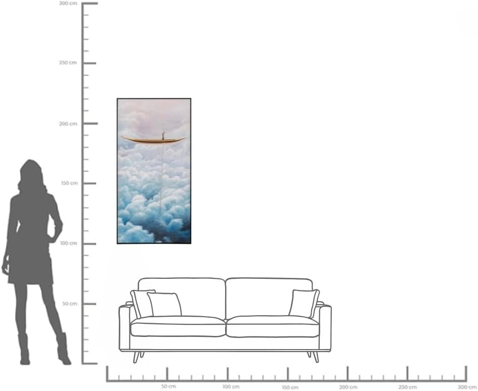 Cloud Boat Abstract Canvas Wall Art 60x120cm Framed Modern Living Room Decor