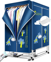 1500W Electric Clothes Dryer Cabinet Heated Airer 2 Tier Remote Control Indoor