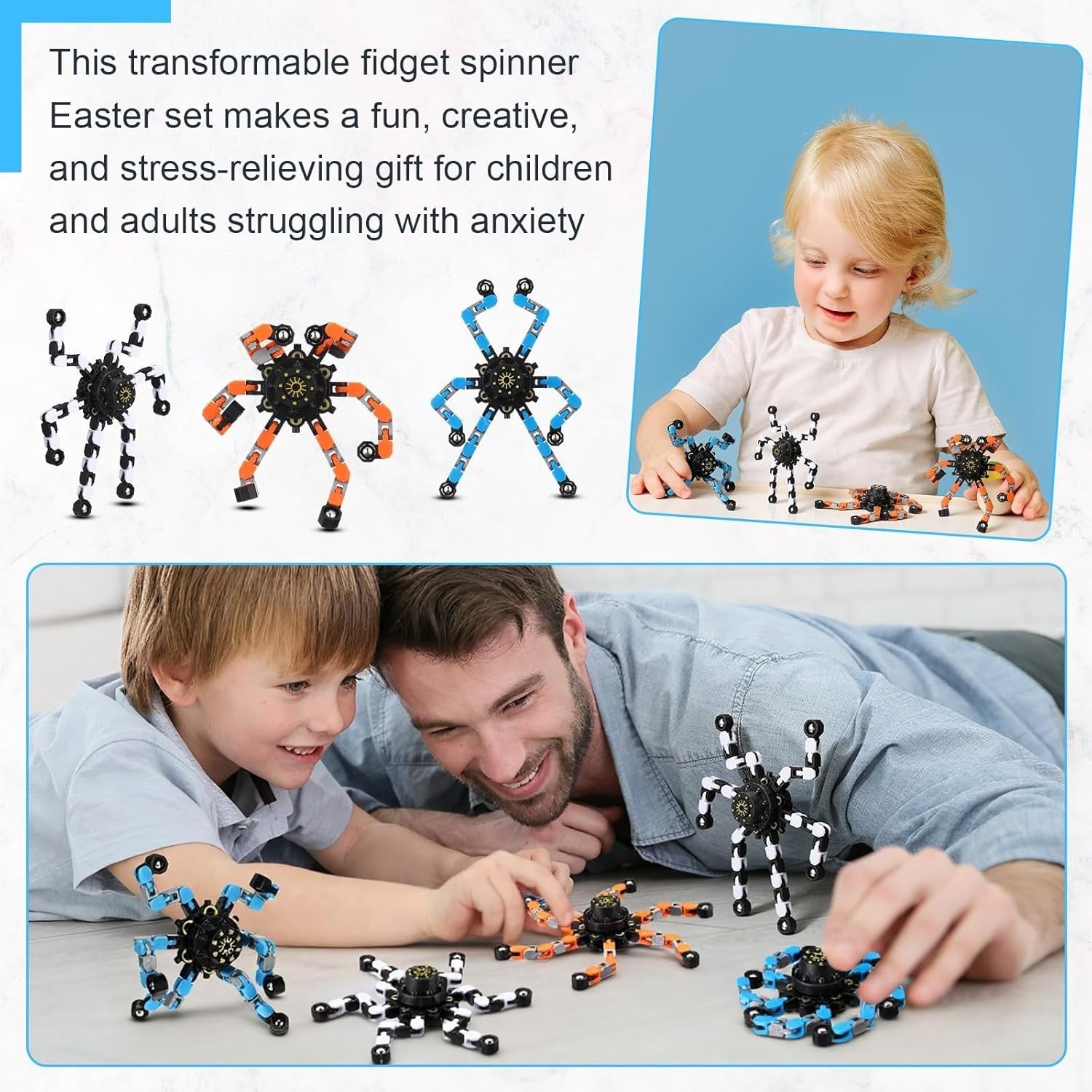 40PCS Transformable Chain Robot Fidget Toys Stress Relief Party Favors