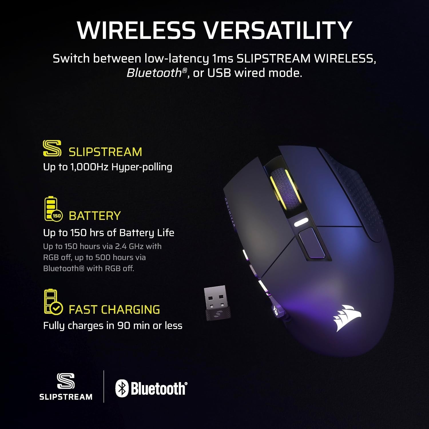 Wireless MMO Gaming Mouse 33K DPI 16 Buttons 150H Battery