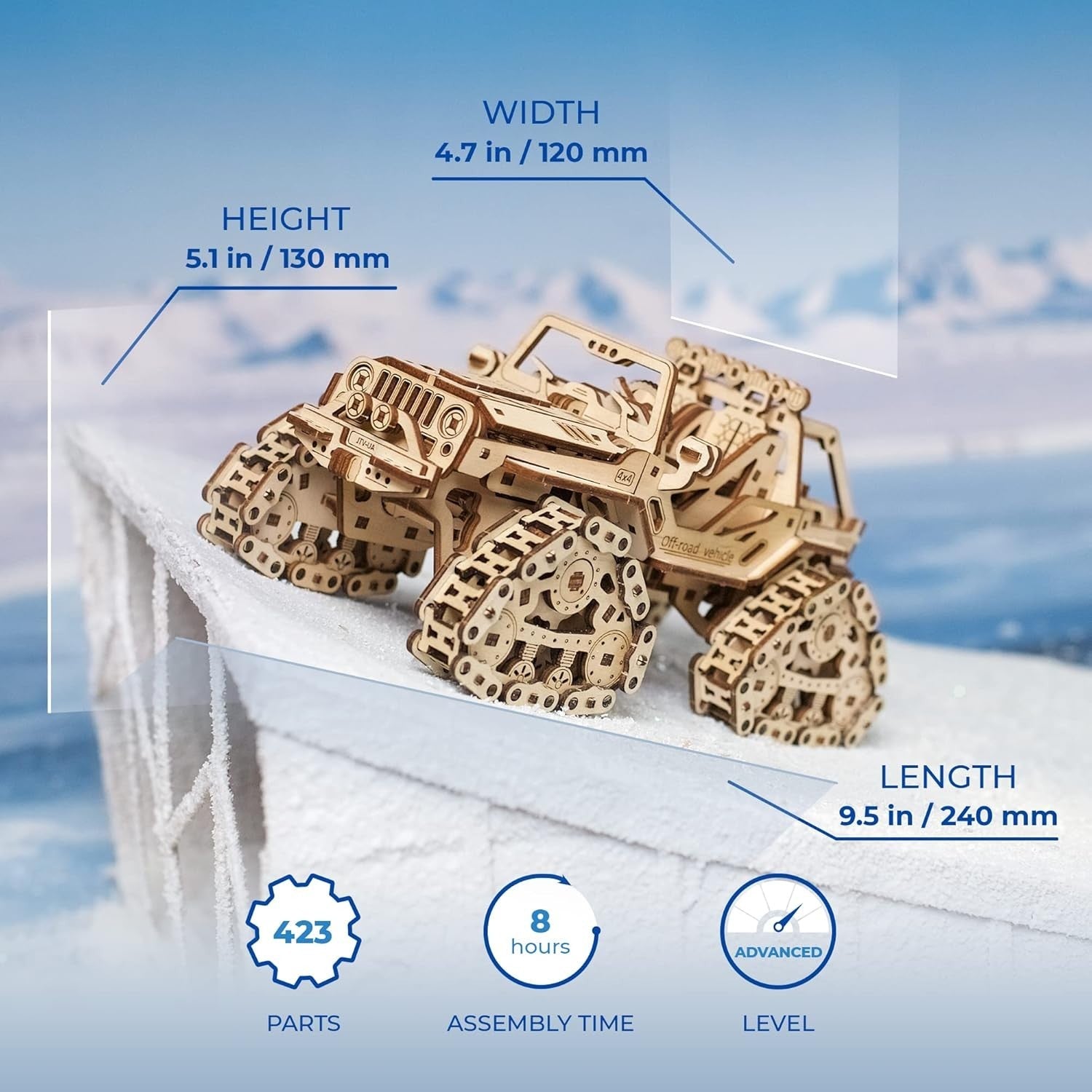 3D Wooden Off Road Vehicle Puzzle Track ATV Mechanical Model Kit 423pc