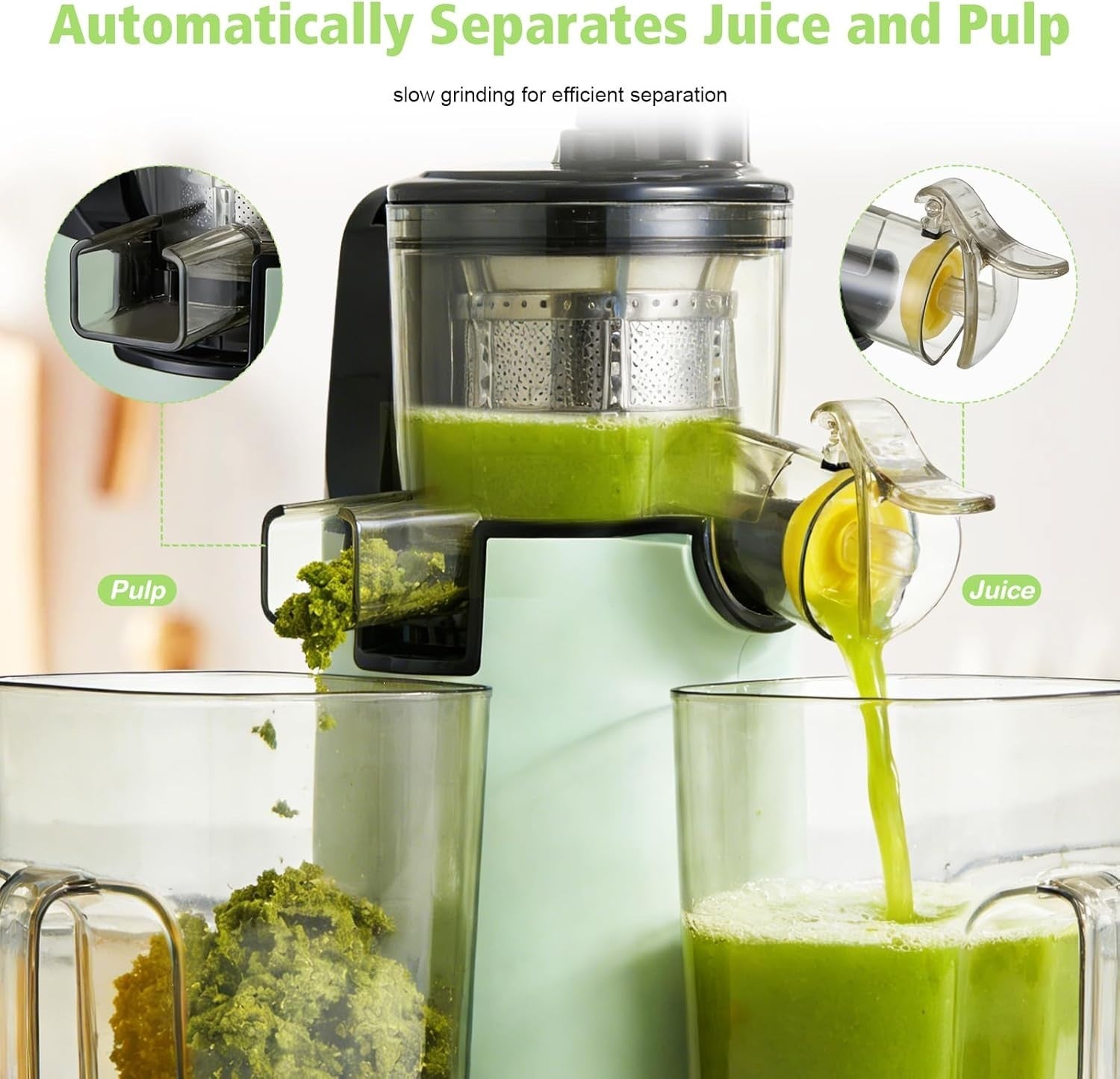 Cold Press Slow Juicer High Yield Masticating Juice Extractor Compact